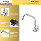 Asiatique Pillar Cock With Extended Swivel Spout (N-002EX), Navy Series Premium CP Bath Fittings & Faucets