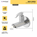 Asiatique Bib Cock With Wall Flange (N-003), Navy Series Premium CP Bath Fittings & Faucets