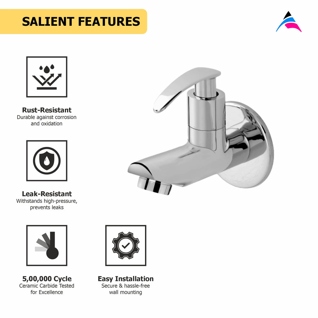 Asiatique Bib Cock With Wall Flange (N-003), Navy Series Premium CP Bath Fittings & Faucets