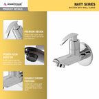 Asiatique Bib Cock With Wall Flange (N-003), Navy Series Premium CP Bath Fittings & Faucets