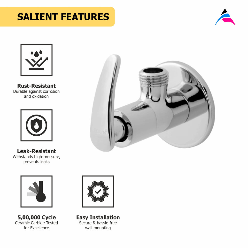 Asiatique Angle Cock With Wall Flange (N-005), Navy Series Premium CP Bath Fittings & Faucets