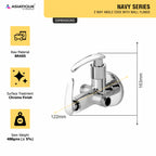 Asiatique 2 Way Angle Cock With Wall Flange (N-005TW), Navy Series Premium CP Bath Fittings & Faucets