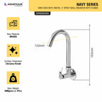 Asiatique Sink Cock With Swivel ‘J’ Spout Wall Mounted With Flange (N-008), Navy Series Premium CP Bath Fittings & Faucets