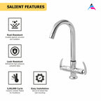 Asiatique C/H Basin Mixer With Swivel ‘J’ Spout (N-011), Navy Series Premium CP Bath Fittings & Faucets