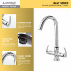 Asiatique C/H Basin Mixer With Swivel ‘J’ Spout (N-011), Navy Series Premium CP Bath Fittings & Faucets