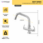 Asiatique C/H Basin Mixer With Extended Swivel Spout (N-011EX), Navy Series Premium CP Bath Fittings & Faucets