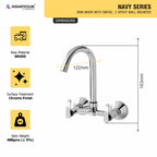 Asiatique Sink Mixer With Swivel ‘J’ Spout Wall Mounted (N-013), Navy Series Premium CP Bath Fittings & Faucets