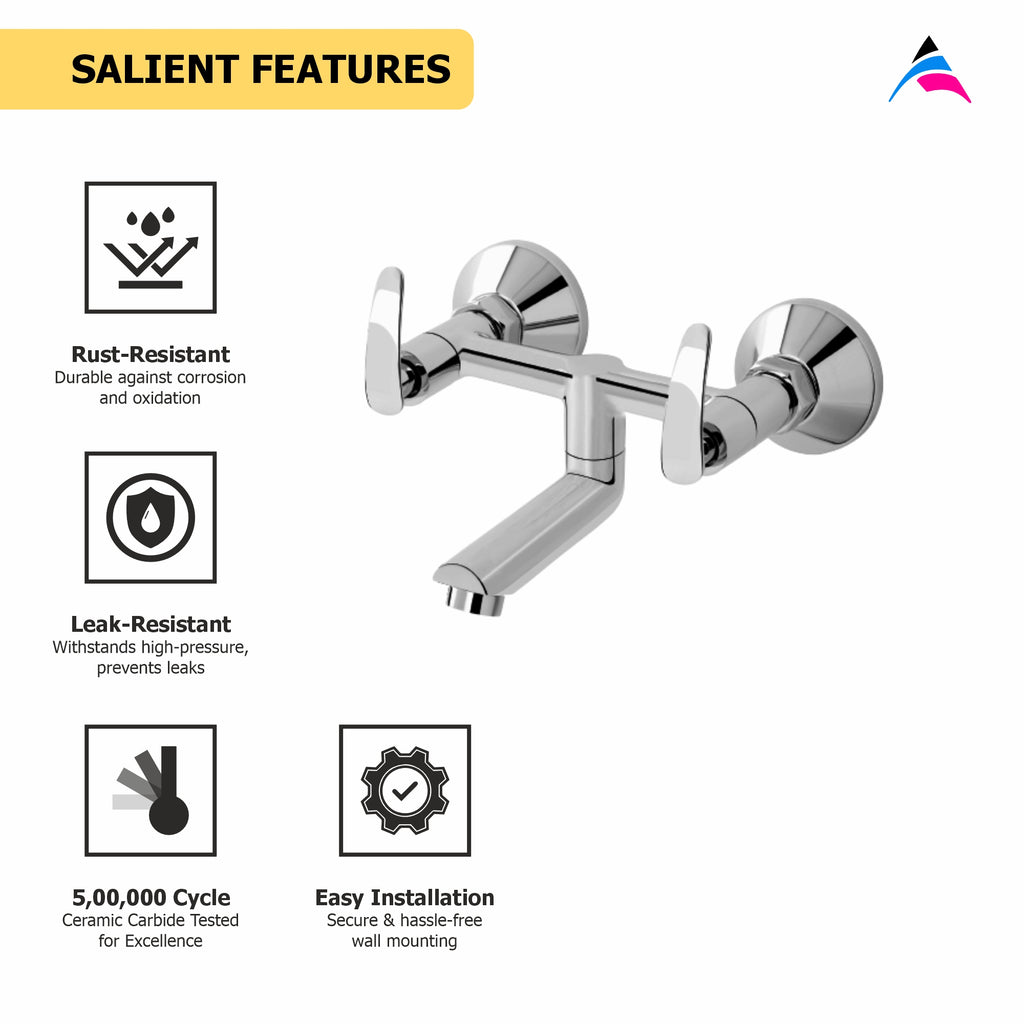 Asiatique Wall Mixer Non-Telephonic Wall Mounted (N-014), Navy Series Premium CP Bath Fittings & Faucets