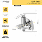 Asiatique 2 in 1 Bib Cock With Wall Flange (N-015), Navy Series Premium CP Bath Fittings & Faucets