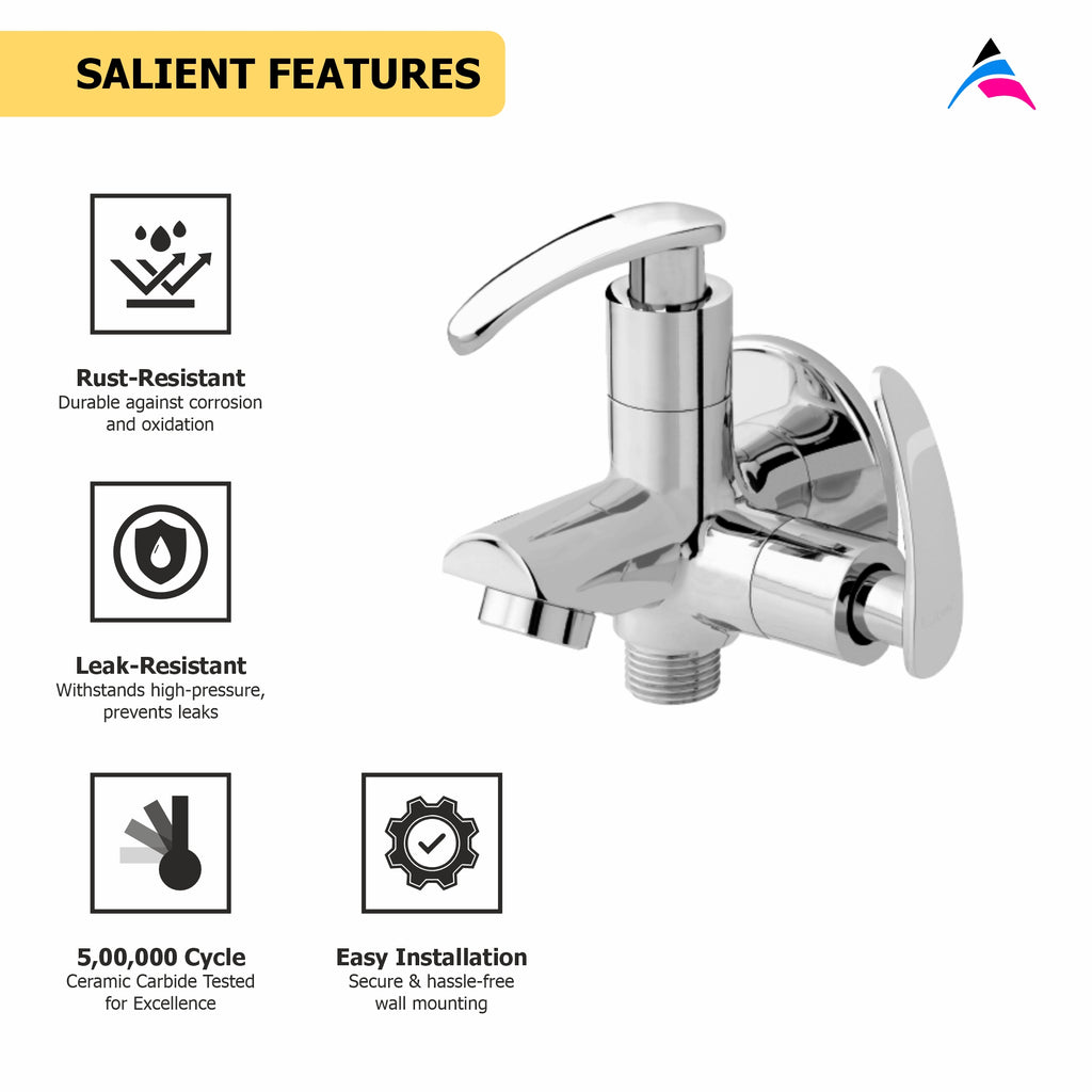 Asiatique 2 in 1 Bib Cock With Wall Flange (N-015), Navy Series Premium CP Bath Fittings & Faucets