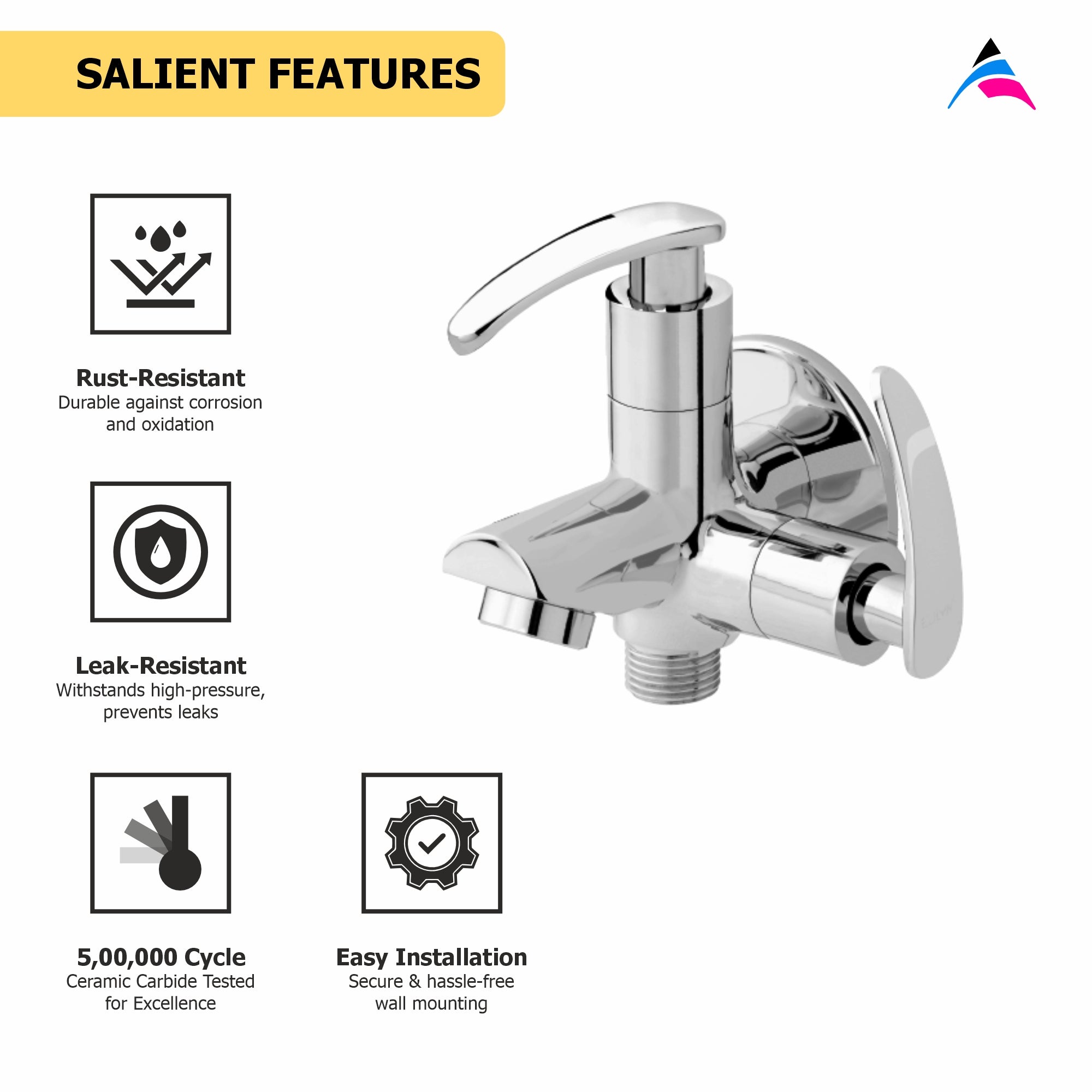 Asiatique 2 in 1 Bib Cock With Wall Flange (N-015), Navy Series Premium CP Bath Fittings & Faucets