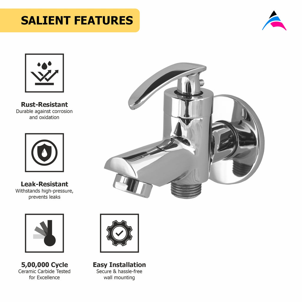 Asiatique S/L 2 in 1 Bib Cock With Wall Flange (N-015 S/L), Navy Series Premium CP Bath Fittings & Faucets
