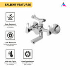 Asiatique Wall Mixer Telephonic With Crutch ARR. Of Tele. Shower (N-016), Navy Series Premium CP Bath Fittings & Faucets