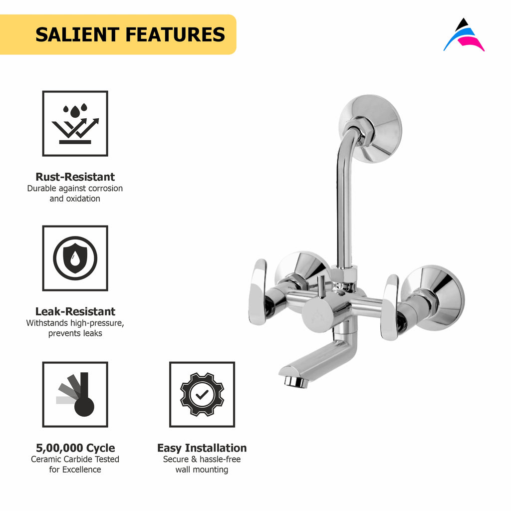 Asiatique Wall Mixer Telephonic With ‘L’ Bend for ARR. Of O/H Shower (N-017), Navy Series Premium CP Bath Fittings & Faucets