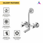 Asiatique Wall Mixer Telephonic With ‘L’ Bend for ARR. Of O/H Shower (N-017), Navy Series Premium CP Bath Fittings & Faucets