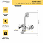 Asiatique 3 in 1 Wall Mixer With Pro. For Tele. Shower & O/H Shower (N-018), Navy Series Premium CP Bath Fittings & Faucets
