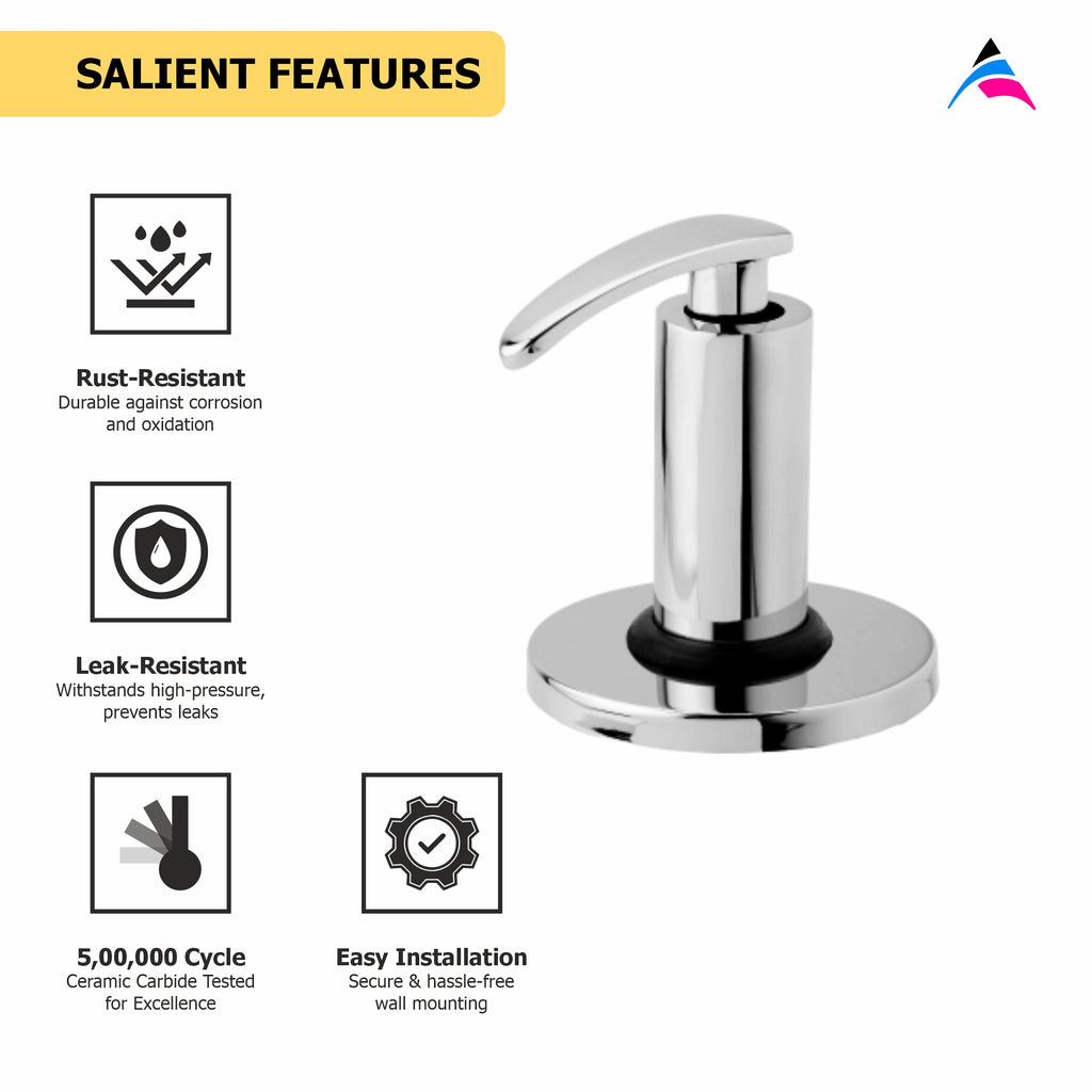 Asiatique Upper parts Kit Glassy, Flange & handle For Con. & Flush Cock (N-021U), Navy Series Premium CP Bath Fittings & Faucets
