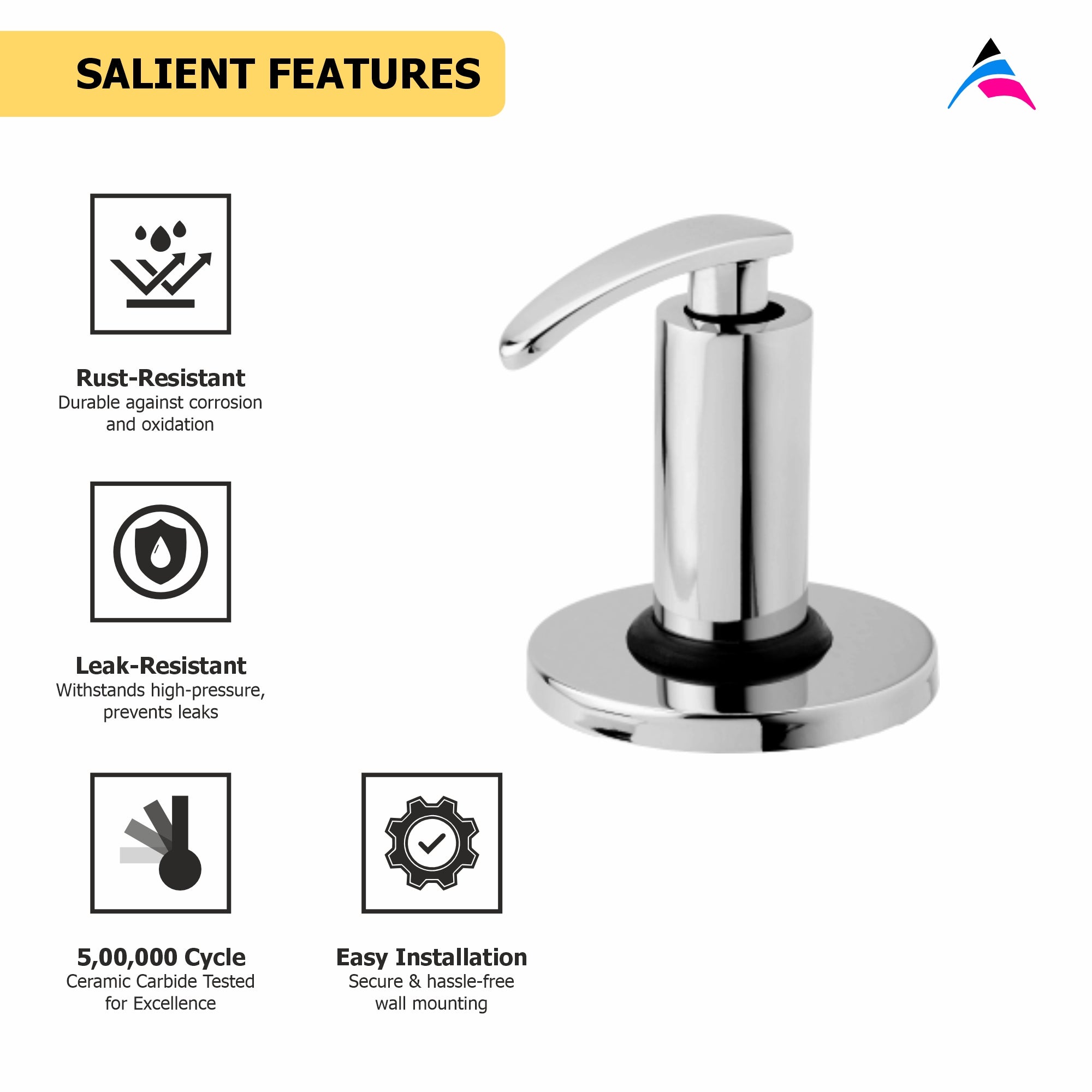 Asiatique Upper parts Kit Glassy, Flange & handle For Con. & Flush Cock (N-021U), Navy Series Premium CP Bath Fittings & Faucets