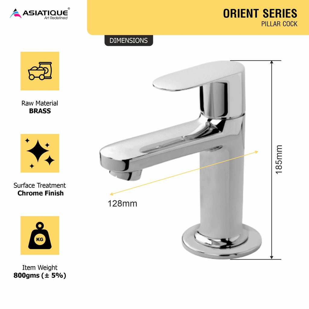 Asiatique Pillar Cock (O-000), Orient Series Premium Brass Bathroom & Kitchen Faucet Collection