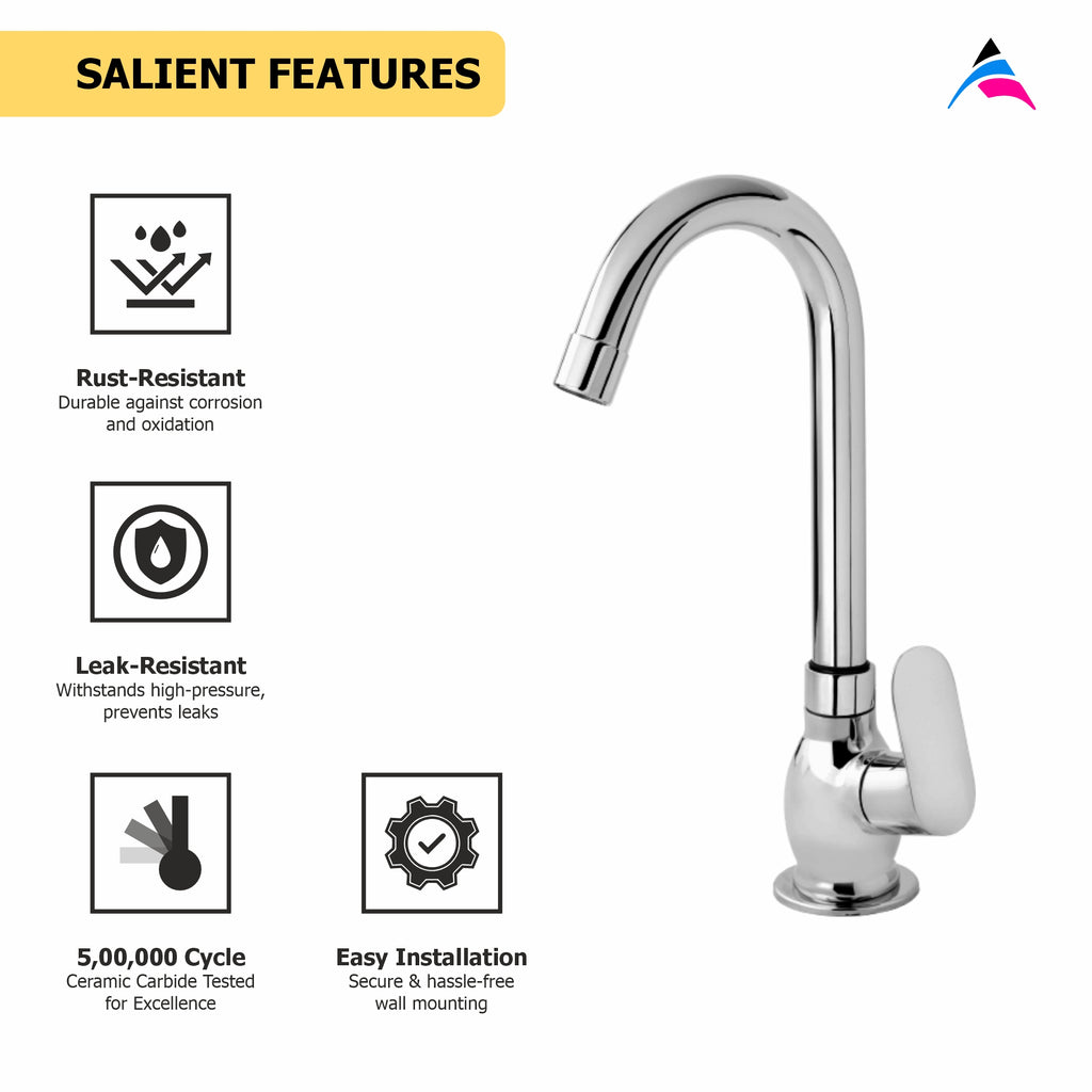 Asiatique Pillar Cock With Swivel ‘J’ Spout (O-002), Orient Series Premium Brass Bathroom & Kitchen Faucet Collection