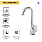Asiatique Pillar Cock With Swivel ‘J’ Spout (O-002), Orient Series Premium Brass Bathroom & Kitchen Faucet Collection