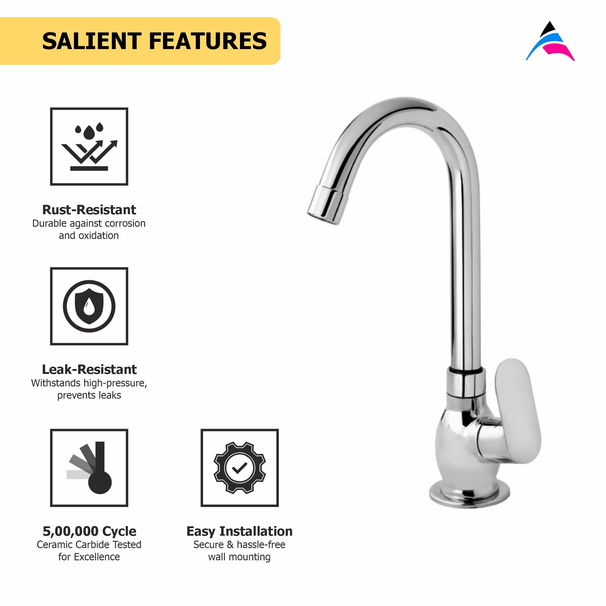 Asiatique Pillar Cock With Swivel ‘J’ Spout (O-002), Orient Series Premium Brass Bathroom & Kitchen Faucet Collection