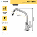 Asiatique Pillar Cock With Extended Swivel Spout (O-002EX), Orient Series Premium Brass Bathroom & Kitchen Faucet Collection