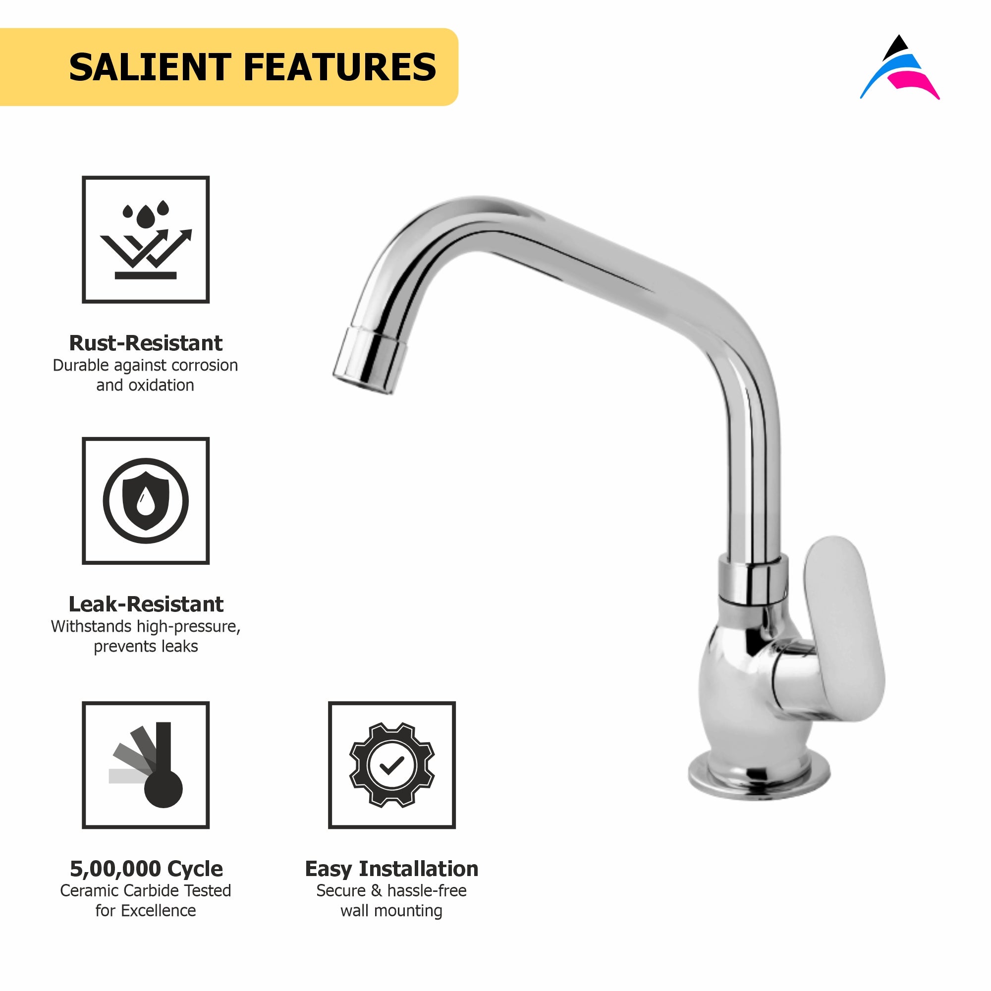 Asiatique Pillar Cock With Extended Swivel Spout (O-002EX), Orient Series Premium Brass Bathroom & Kitchen Faucet Collection