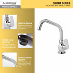 Asiatique Pillar Cock With Extended Swivel Spout (O-002EX), Orient Series Premium Brass Bathroom & Kitchen Faucet Collection