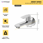 Asiatique Bib Cock Long Body With Wall Flange (O-004), Orient Series Premium Brass Bathroom & Kitchen Faucet Collection