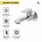 Asiatique Bib Cock Long Body With Wall Flange (O-004), Orient Series Premium Brass Bathroom & Kitchen Faucet Collection