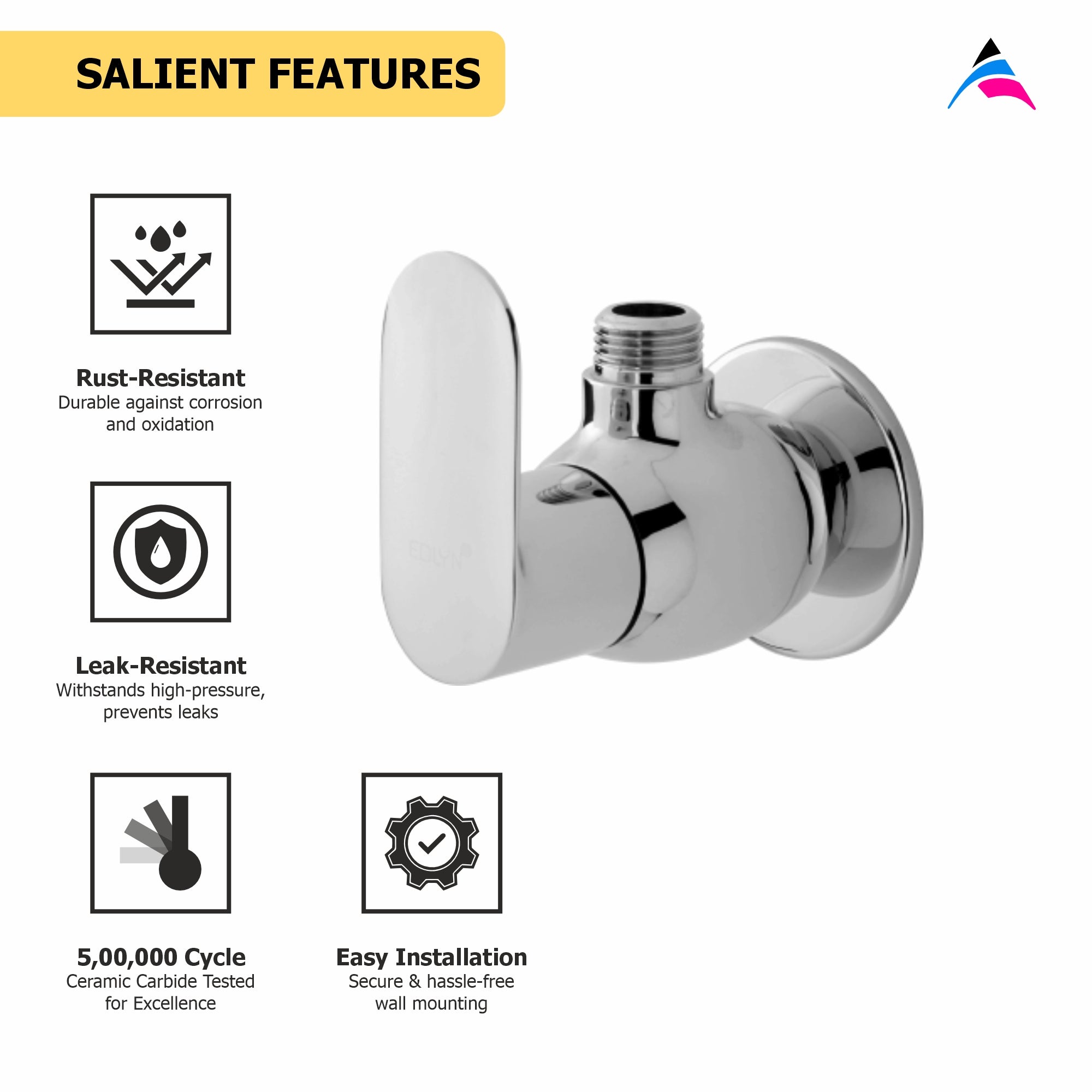 Asiatique Angle Cock With Wall Flange (O-005), Orient Series Premium Brass Bathroom & Kitchen Faucet Collection