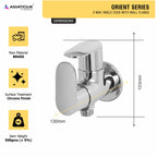 Asiatique 2 Way Angle Cock With Wall Flange (O-005TW), Orient Series Premium Brass Bathroom & Kitchen Faucet Collection