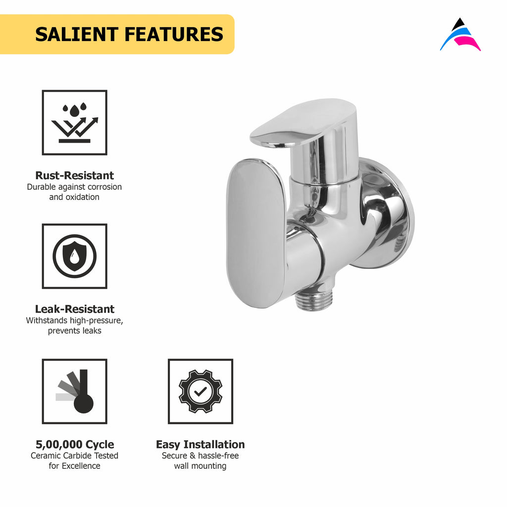 Asiatique 2 Way Angle Cock With Wall Flange (O-005TW), Orient Series Premium Brass Bathroom & Kitchen Faucet Collection