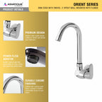 Asiatique Sink Cock With Swivel ‘J’ Spout Wall Mounted With Flange (O-008), Orient Series Premium Brass Bathroom & Kitchen Faucet Collection