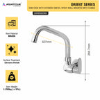 Asiatique Sink Cock With Extended Swivel Spout Wall Mounted With Flange (O-008EX), Orient Series Premium Brass Bathroom & Kitchen Faucet Collection