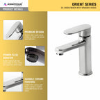Asiatique S/L Basin Mixer With Braided Hoses (O-009), Orient Series Premium Brass Bathroom & Kitchen Faucet Collection