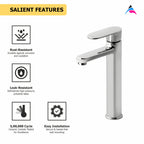 Asiatique S/L Basin Mixer With Extended Body Braided Hoses (O-009EX), Orient Series Premium Brass Bathroom & Kitchen Faucet Collection