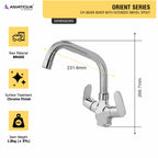 Asiatique C/H Basin Mixer With Extended Swivel Spout (O-011EX), Orient Series Premium Brass Bathroom & Kitchen Faucet Collection