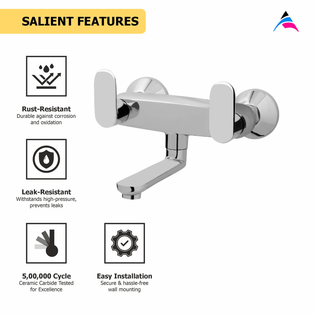 Asiatique Wall Mixer Non-Telephonic Wall Mounted (O-014), Orient Series Premium Brass Bathroom & Kitchen Faucet Collection