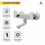Asiatique Wall Mixer Non-Telephonic Wall Mounted (O-014), Orient Series Premium Brass Bathroom & Kitchen Faucet Collection