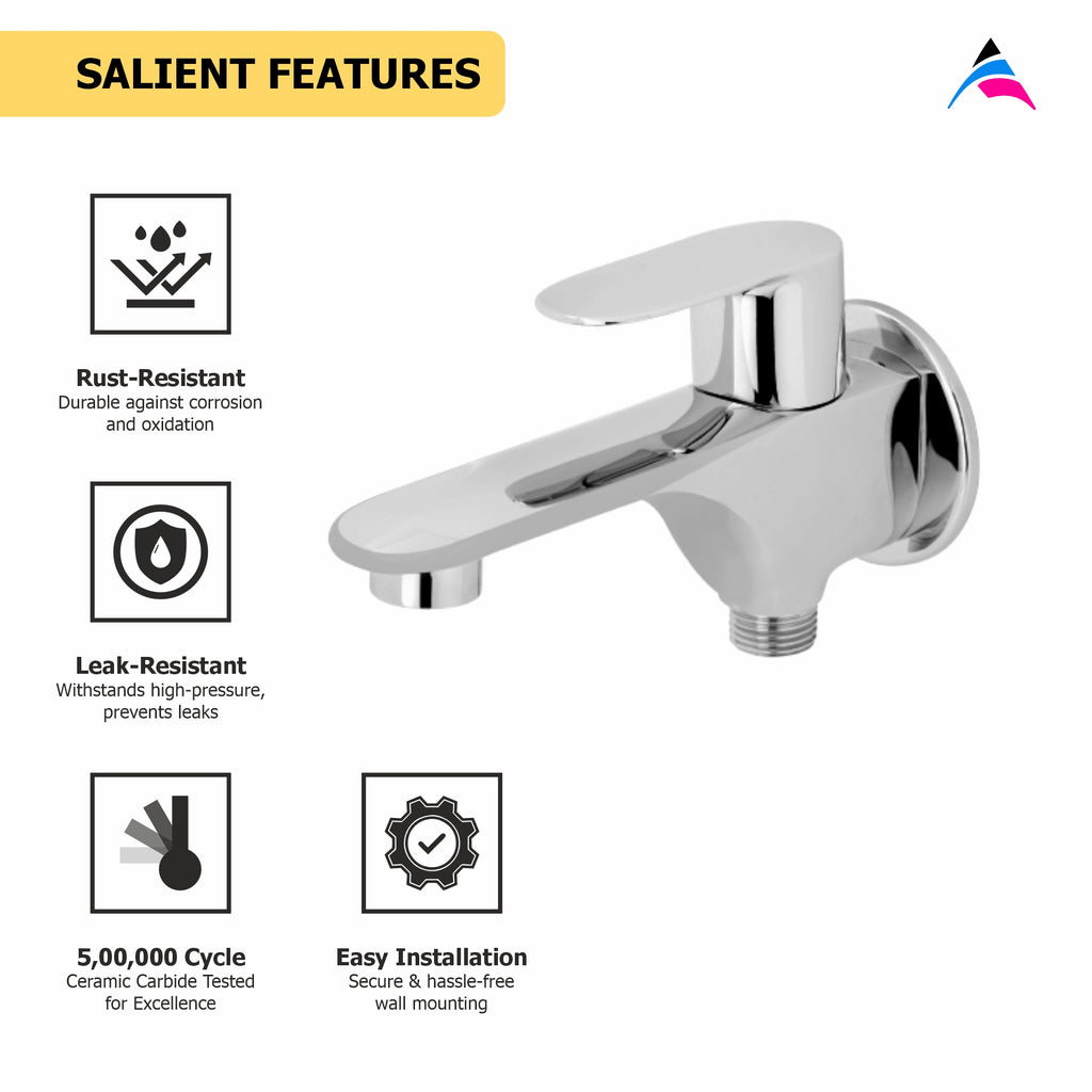 Asiatique S/L 2 In 1 Bib Cock WIth Wall Flange (O-015S/L), Orient Series Premium Brass Bathroom & Kitchen Faucet Collection