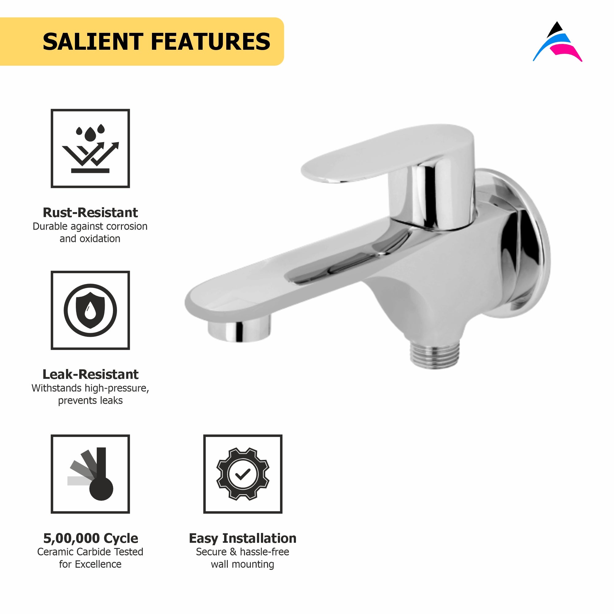 Asiatique S/L 2 In 1 Bib Cock WIth Wall Flange (O-015S/L), Orient Series Premium Brass Bathroom & Kitchen Faucet Collection