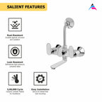 Asiatique Wall Mixer Telephonic With ‘L’ Bend for ARR. Of O/H Shower (O-017), Orient Series Premium Brass Bathroom & Kitchen Faucet Collection