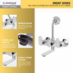 Asiatique Wall Mixer Telephonic With ‘L’ Bend for ARR. Of O/H Shower (O-017), Orient Series Premium Brass Bathroom & Kitchen Faucet Collection