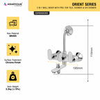 Asiatique 3 in 1 Wall Mixer With Pro. For Tele. Shower & O/H Shower (O-018), Orient Series Premium Brass Bathroom & Kitchen Faucet Collection