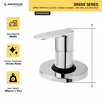 Asiatique Upper Parts Kit Glassy, Flange & Handle, for Con. & Flush Cock (O-021U), Orient Series Premium Brass Bathroom & Kitchen Faucet Collection