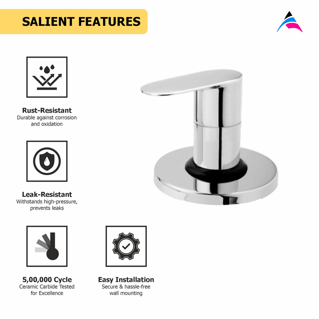 Asiatique Upper Parts Kit Glassy, Flange & Handle, for Con. & Flush Cock (O-021U), Orient Series Premium Brass Bathroom & Kitchen Faucet Collection