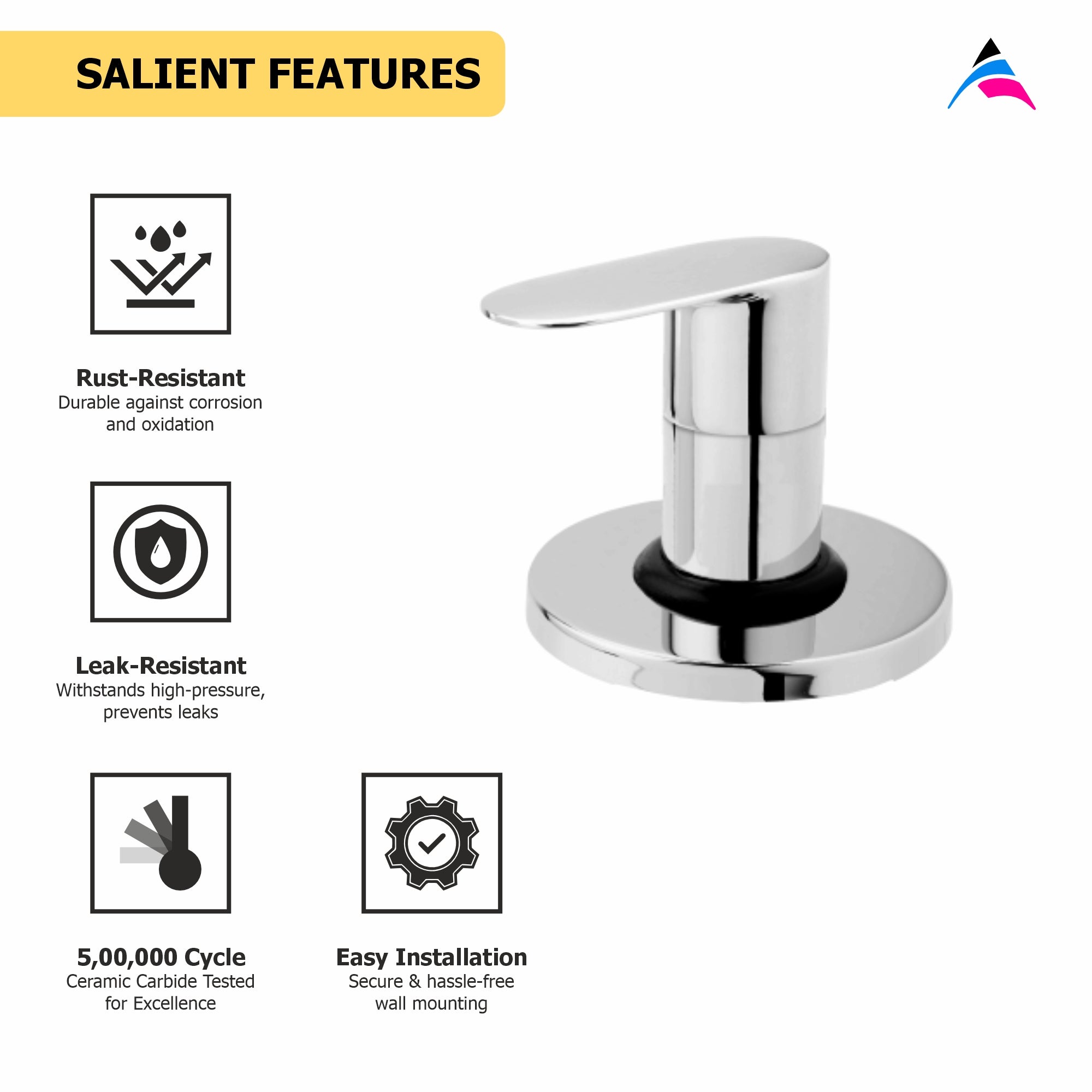 Asiatique Upper Parts Kit Glassy, Flange & Handle, for Con. & Flush Cock (O-021U), Orient Series Premium Brass Bathroom & Kitchen Faucet Collection