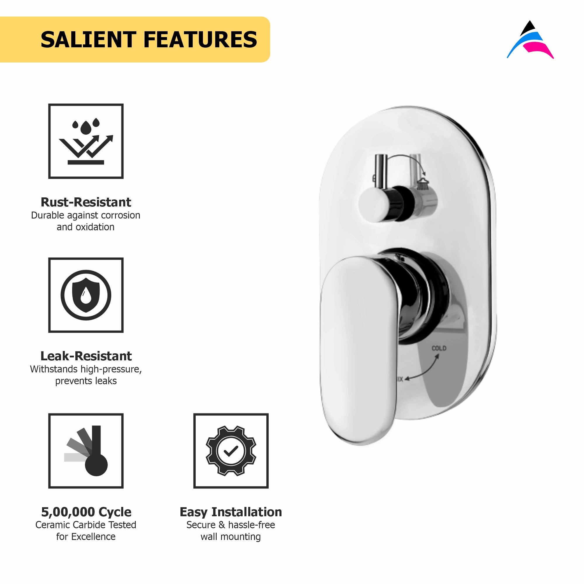Asiatique S/L Div. Upper Parts Handle, Button & Plate (O-024), Orient Series Premium Brass Bathroom & Kitchen Faucet Collection